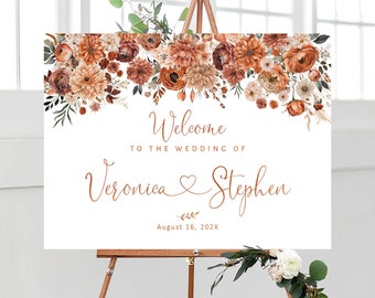 Personalized Wedding Welcome Sign, Fall Wedding sign, Autumn wedding sign, fall wedding decor, Terracotta Wedding, Fall Wedding Decorations