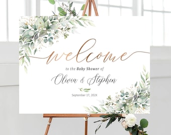 Baby shower sign, Baby shower Welcome sign, Bridal shower sign, Couples shower sign, Wedding shower sign, Greenery Baby shower Decor, Sign