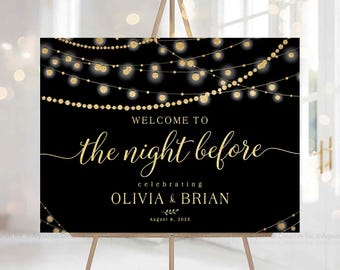 Rehearsal Dinner Sign, Wedding Rehearsal Sign, Gold Wedding decor, Engagement welcome sign, Wedding welcome sign, Rehearsal Dinner decor