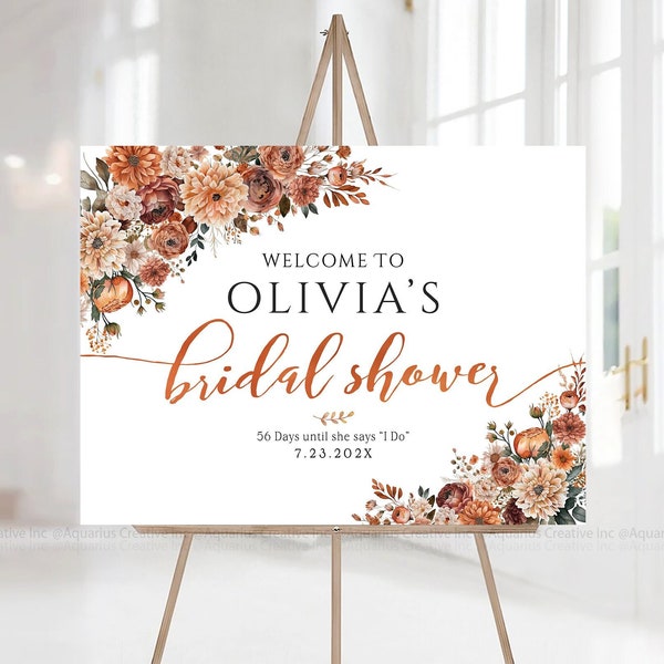 Fall Bridal Shower Welcome Sign, Bridal Shower sign, Terracotta Bridal Shower decorations, Bridal Shower Invitations, Autumn Bridal Shower