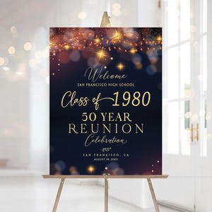 50 year high school reunion, Reunion welcome sign, Class reunion welcome sign, 50th class reunion, Reunion Decoration, Reunion Celebration