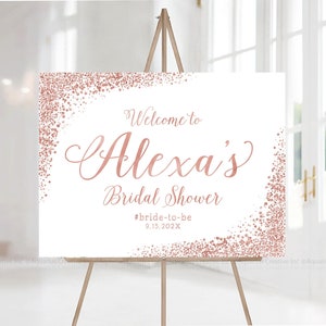 Rose gold Bridal Shower, Bridal shower decorations, Bridal Shower Welcome Sign, Printable welcome sign, Shower Sign, Rose gold Shower decor