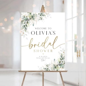 Personalized Bridal Shower sign, Greenery Bridal Shower, Shower game, Greenery Decor, Bridal shower welcome sign, Bridal shower Invitation