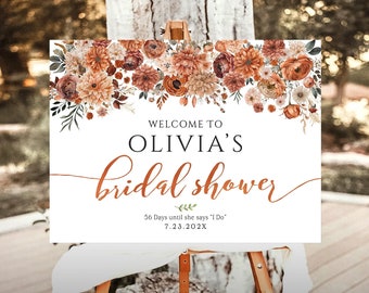 Autumn Bridal Shower, Fall Bridal Shower Welcome Sign, Bridal Shower sign, Terracotta Bridal Shower decorations, Bridal Shower Invitations,