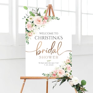 Bridal Shower sign, Bridal Shower decorations, Bridal Shower Welcome Sign, Bridal shower Invitation, Bridal shower Poster, Blush Pink decor