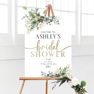 Bridal Shower sign, Bridal shower decorations, Bridal Shower Welcome Sign, Bridal shower Invitation, Greenery Bridal Shower, Greenery decor