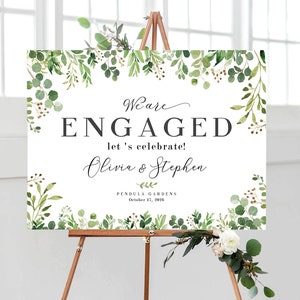 Engagement sign, Engagement welcome sign, Engagement party Sign, Greenery party decorations, Rustic Engagement decor, We are engaged