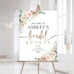 Bridal Shower sign, Bridal Shower Decorations, Bridal Shower Welcome Sign, Bridal shower Invitation, Bridal shower Poster, Blush Pink decor