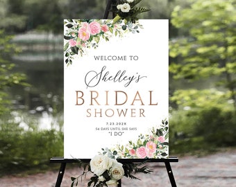 Bridal Shower sign, Bridal Shower decoration, Bridal Shower Welcome Sign, Bridal shower Invitation, Bridal shower Poster, Blush Pink decor