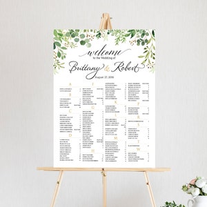 Tabla de asientos de vegetación, Tabla de asientos de boda, Tabla de asientos de boda alfabéticamente, Plantilla de asientos de boda, Tabla de asientos, Boda de vegetación