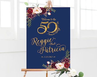Anniversary sign, 50th anniversary sign, Anniversary Sign Printable, 50th Anniversary decoration, 50th anniversary poster, 50th anniversary
