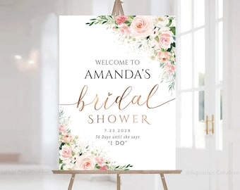 Bridal Shower Sign, Flower Bridal Shower, Greenery Shower Decoration, Greenery Welcome Sign, Custom Design, Printable welcome sign