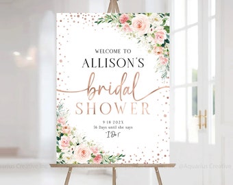 Bridal Shower sign, Bridal Shower Welcome Sign, Bridal Shower decorations, Bridal shower Invitation, Bridal shower Poster, Blush Pink decor