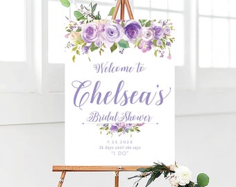 Bridal Shower sign, Purple decor, Bridal Shower Decorations, Lavender Bridal Shower, Bridal Shower Welcome Sign, Bridal Shower Poster