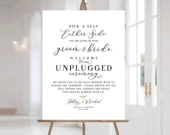 Unplugged Ceremony sign, Wedding Welcome Sign, Unplugged Wedding Decor, Unplugged wedding sign, Modern Unplugged Wedding, Unplugged Ceremony