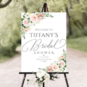 Bridal Shower sign, Bridal Shower decoration, Bridal Shower Welcome Sign, Bridal shower Invitation, Bridal shower Poster, Blush Pink decor