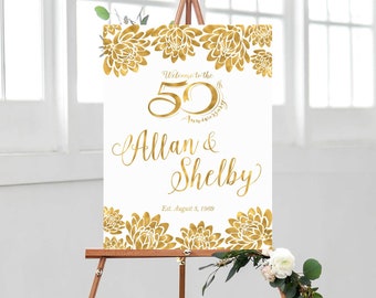 Plaque du 50e anniversaire, Noces d'or, Décoration du 50e anniversaire, Affiche du 50e anniversaire, Bienvenus au 50e anniversaire
