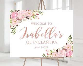 Quinceañera Welcome Sign, Quinceanera Sign, Quinceanera Decorations, 15th Birthday Sign, Bridal shower sign, Baby shower sign, Sweet 16 sign