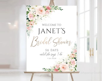 Bridal Shower sign, Bridal Shower Decorations, Bridal Shower Welcome Sign, Bridal shower Invitation, Bridal shower Poster, Blush Pink decor