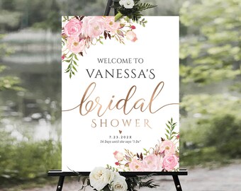 Bridal Shower sign, Bridal Shower decoration, Bridal Shower Welcome Sign, Bridal shower Invitation, Bridal shower Poster, Blush Pink decor