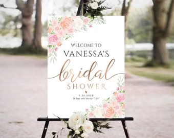 Bridal Shower sign, Bridal Shower decoration, Bridal Shower Welcome Sign, Bridal shower Invitation, Bridal shower Poster, Blush Pink decor