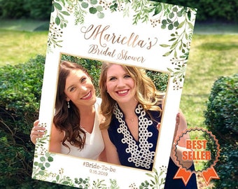 Bridal Shower Photo Prop, Bridal shower photo booth frame, Greenery Bridal Shower, Printable Photo Prop Frame, Greenery Photo Prop Frame