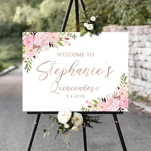 Quinceañera Welcome Sign, Quinceanera Sign, Quinceanera Decorations, 15th Birthday Sign, Bridal shower sign, Baby shower sign, Sweet 16 sign