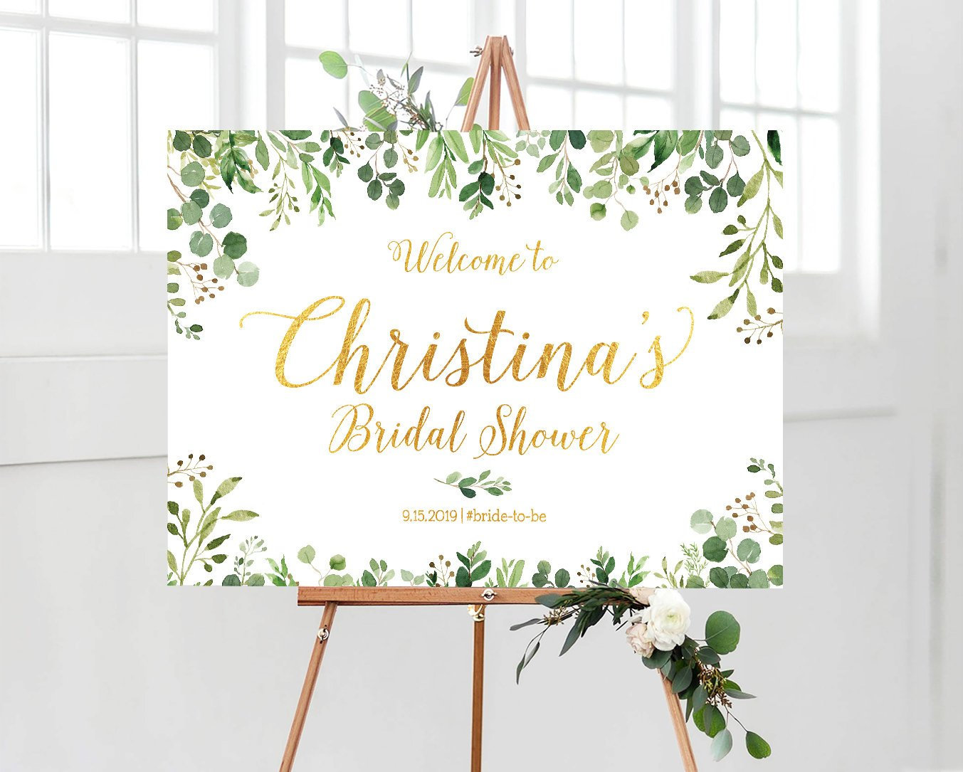 Bridal Shower sign Greenery Bridal Shower Greenery shower Etsy