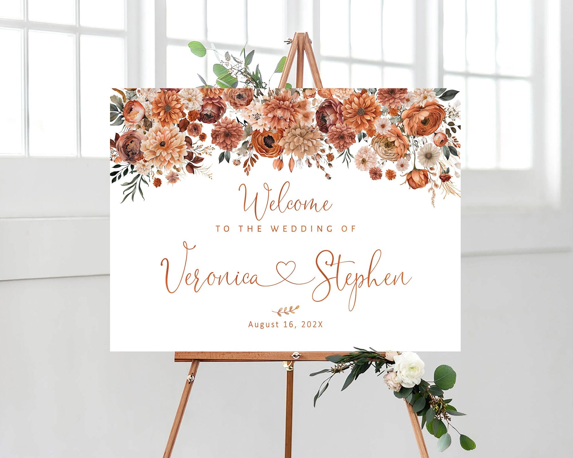 Wedding Welcome Sign, Fall Wedding sign, Autumn wedding welcome sign, fall wedding decor, Terracotta Boho Wedding, Fall Wedding Decorations