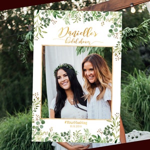 Bridal Shower Photo Prop, Bridal shower photo booth frame, Greenery Bridal Shower, PRINTABLE Frame, Greenery Photo Prop Frame
