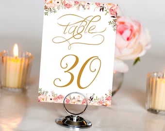 Instant Download Printable Table Numbers, Caramel Gold Table Number, Table Wedding Decor, Table Numbers Wedding, Table Number Template