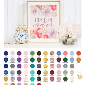 May include: A chart of 61 different color swatches with corresponding names. The chart is labeled "CUSTOM order".