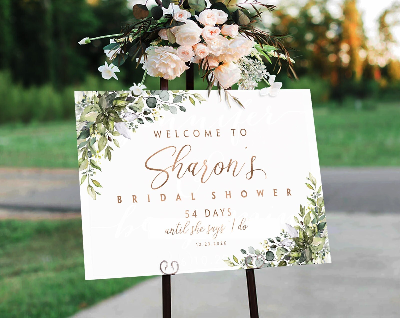 Bridal Shower Sign Greenery Bridal Shower Greenery Shower Etsy