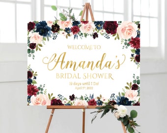 Bridal Shower decoration, Bridal Shower Welcome Sign, Bridal Shower sign, Navy Bridal Shower, Fall Bridal Shower Sign, Bridal shower banner
