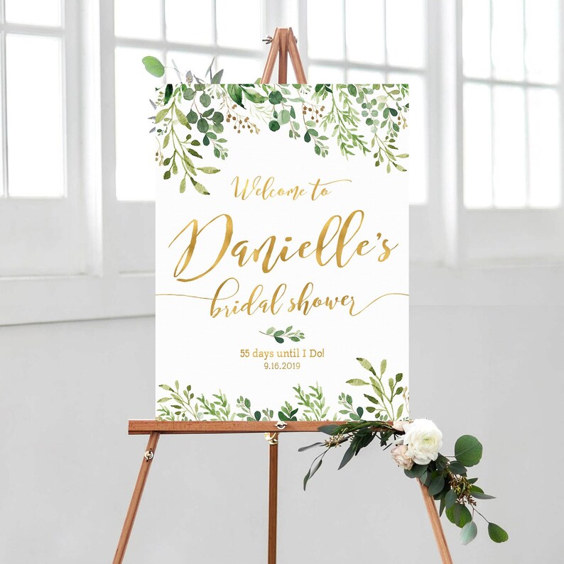 Bridal Shower sign Greenery Bridal Shower Greenery shower Etsy