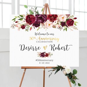 Decoraciones del 50 aniversario, cartel del 50 aniversario, signo del 50 aniversario, signo de aniversario imprimible, aniversario de boda, boda de oro