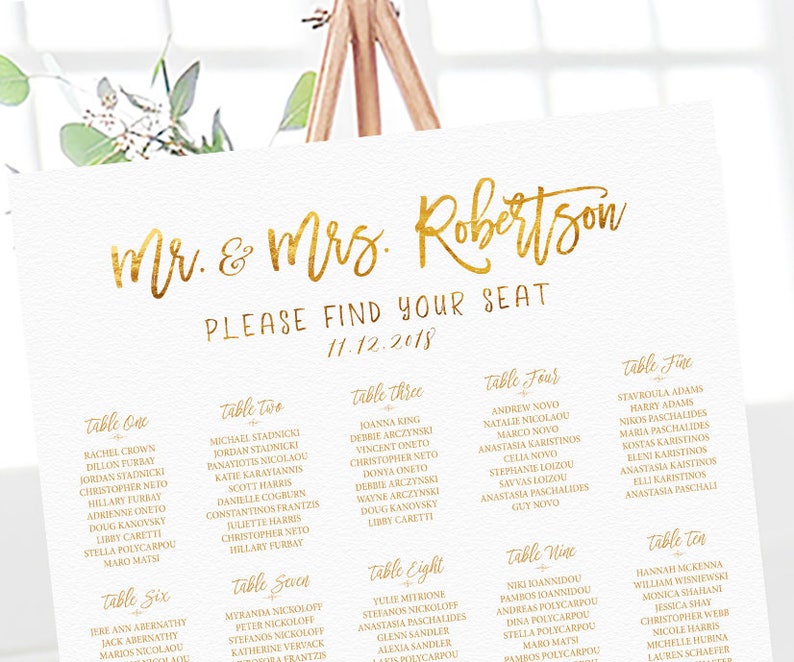 Wedding decorations Seating chart Gold seating chart Table Seating Chart Wedding Seating Chart Wedding seating chart alphabetical