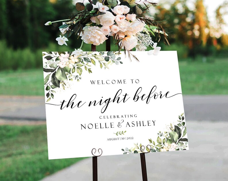 Rehearsal Dinner Sign Rehearsal Sign Greenery Decor the Etsy