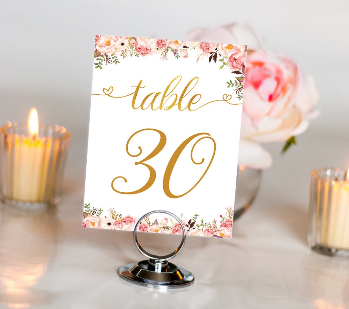 Gold Foil Table Numbers Printable Table Numbers Caramel Gold - Etsy
