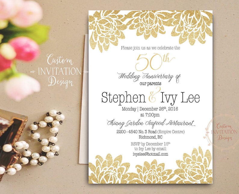 Goled decorations for invitations