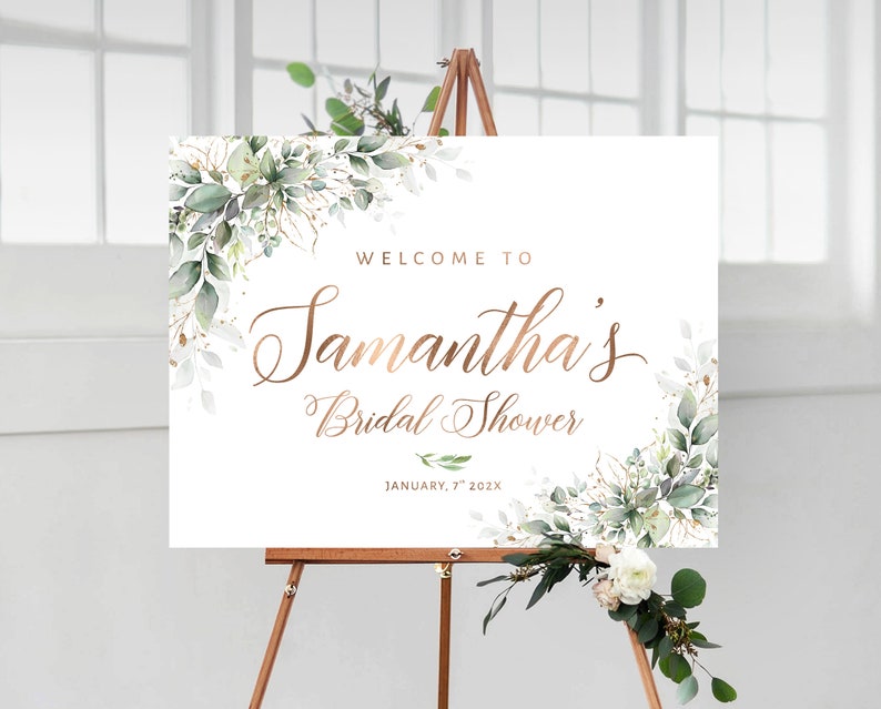 Bridal Shower Sign Greenery Bridal Shower Greenery Etsy