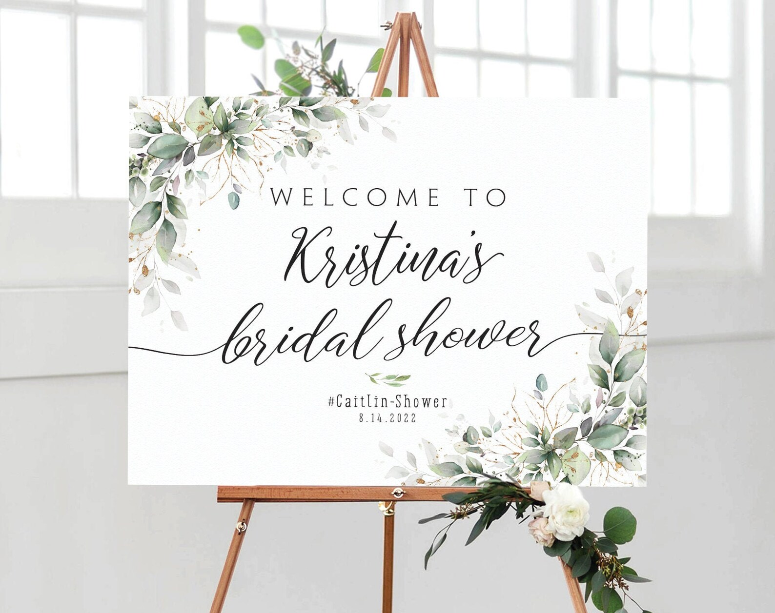 Bridal Shower Sign Greenery Bridal Shower Greenery Shower Etsy