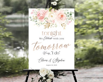 Rehearsal Dinner Sign, Rehearsal Dinner Decor, Blush pink Decor, The Night Before sign, Wedding welcome sign, Wedding Rehearsal Sign