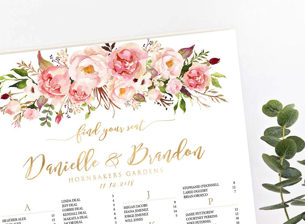 Wedding Seating Chart Wedding Seating Chart Alphabetical | Etsy