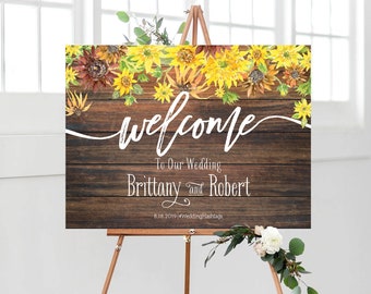 Wedding Welcome Sign, Wedding signs, Sunflower wedding decor, Fall Wedding decor, Sunflower Wedding Sign, Engagement sign, Anniversary sign