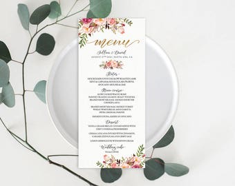 Menù di nozze, Menù di nozze stampabile, Biglietto del menù, Menù per cena rustica, Menù di nozze, Stampabile, Modello di menù di nozze, Menù di nozze personalizzato