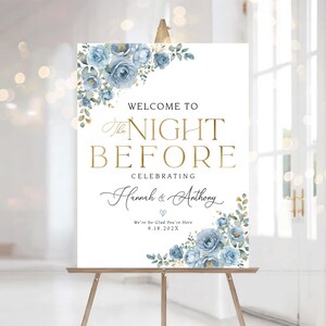 Rehearsal Dinner Sign, Welcome to the Night Before Sign, Wedding Rehearsal Sign, Engagement welcome sign, Greenery Wedding Decorations, One day Away Sign, The day before sign