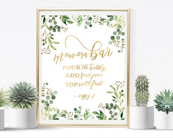 Szyld na bar Mom-osa, szyld na baby shower w barze Momosa, szyld na baby shower w barze Mimosa, szyld na bar Momosa, dekoracje na baby shower, szyld na bar z szampanem, szyld na Mom-osa