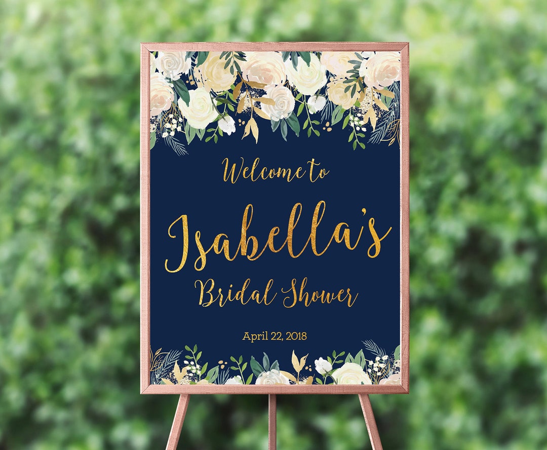 Navy Bridal Shower Sign, Shower Signs, Bridal Shower Sign