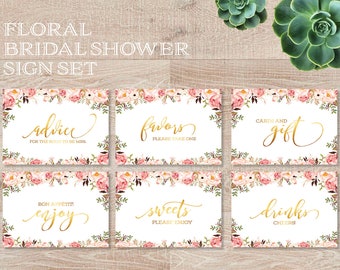 Bridal Shower Sign Set JPG, Instant Download, Wedding Sign Set, Shower Signs, Advice, Cards and Gifts, Favors, Drinks, Sweets, Bon Appetit